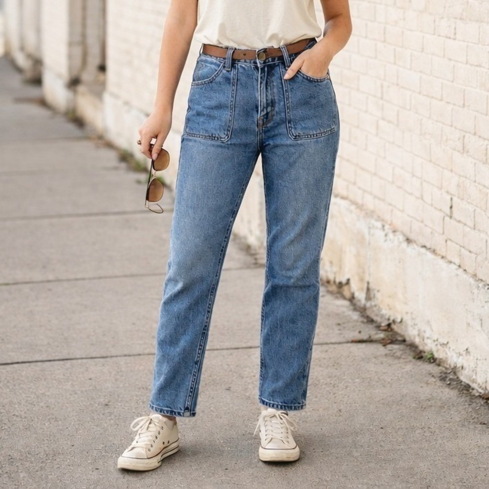 Judy Blue Womens Denim Jogger Jeans 9/29 Blue Stretch Utility Retro High Rise
